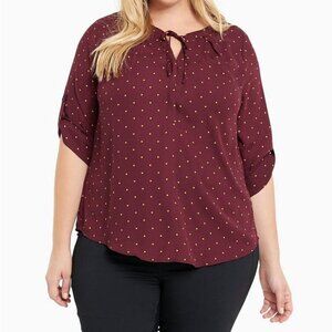 Torrid Polka Dot Georgette Tie Neck Top Size 6